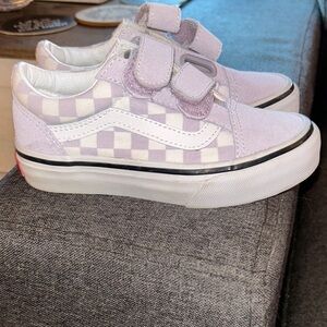 Vans Kids Checkerboard Velcro Sneakers - Lavender/White